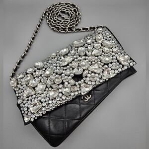 BagLET QueenLET QueenGET Crystal Embedded Leather Case For Wallet/Clutch